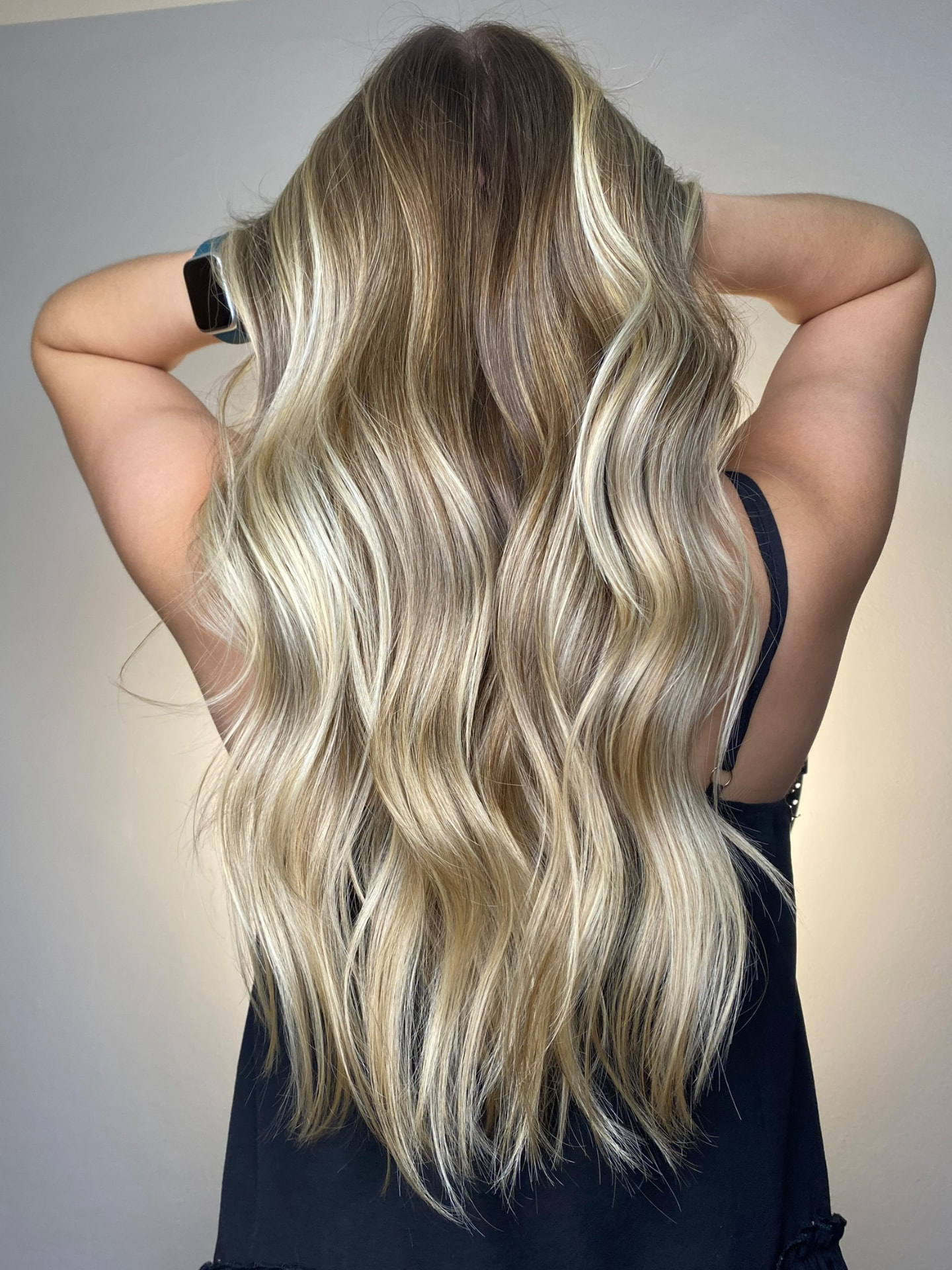 Mechas contrastadas em cabelo longo